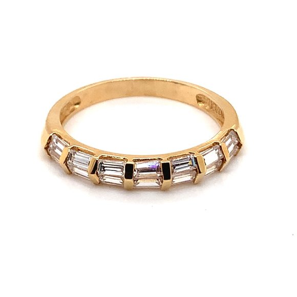 14KT Yellow Gold Baguette Cut CZ Ring 1/2 Eternity - Picture 1 of 5